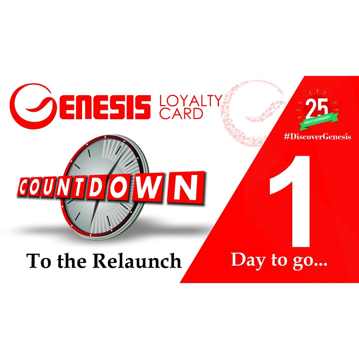 Genesishotelsph's tweet photo. HURRAY!!! 1 DAY TO THE RELAUNCH OF OUR LOYALTY CARD!!! LET THE #COUNTDOWN BEGIN!!!
#discovergenesis #Genesishotels #Genesisgroup #rt https://t.co/DspQpnuDDM