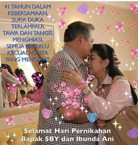 Andricute8's tweet photo. Selamat hari pernikahan pak SBY &amp; Bu Ani @SBYudhoyono @AgusYudhoyono @MelaniLSuharli @Edhie_Baskoro @DppPDEMOKRAT https://t.co/nIZlMjyoLs
