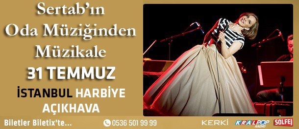Sertab Erener 31 Temmuz'da Harbiye Açıkhava'da sahnede! <a href="/sertaberener/">Sertab Erener</a> @solfej_org <a href="/KerkiOnline/">Kerki|Solfej</a> #kralmüzik