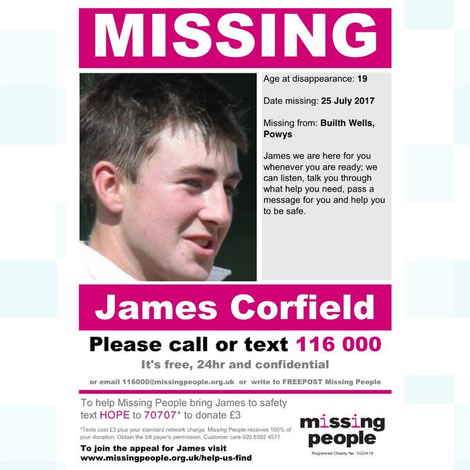 tj78_rm's tweet photo. One tweet with the hashtag #findcorf in it could really help the campaign to find James become a trending topic, so get on it folks ❤️ https://t.co/L78sygLjKD