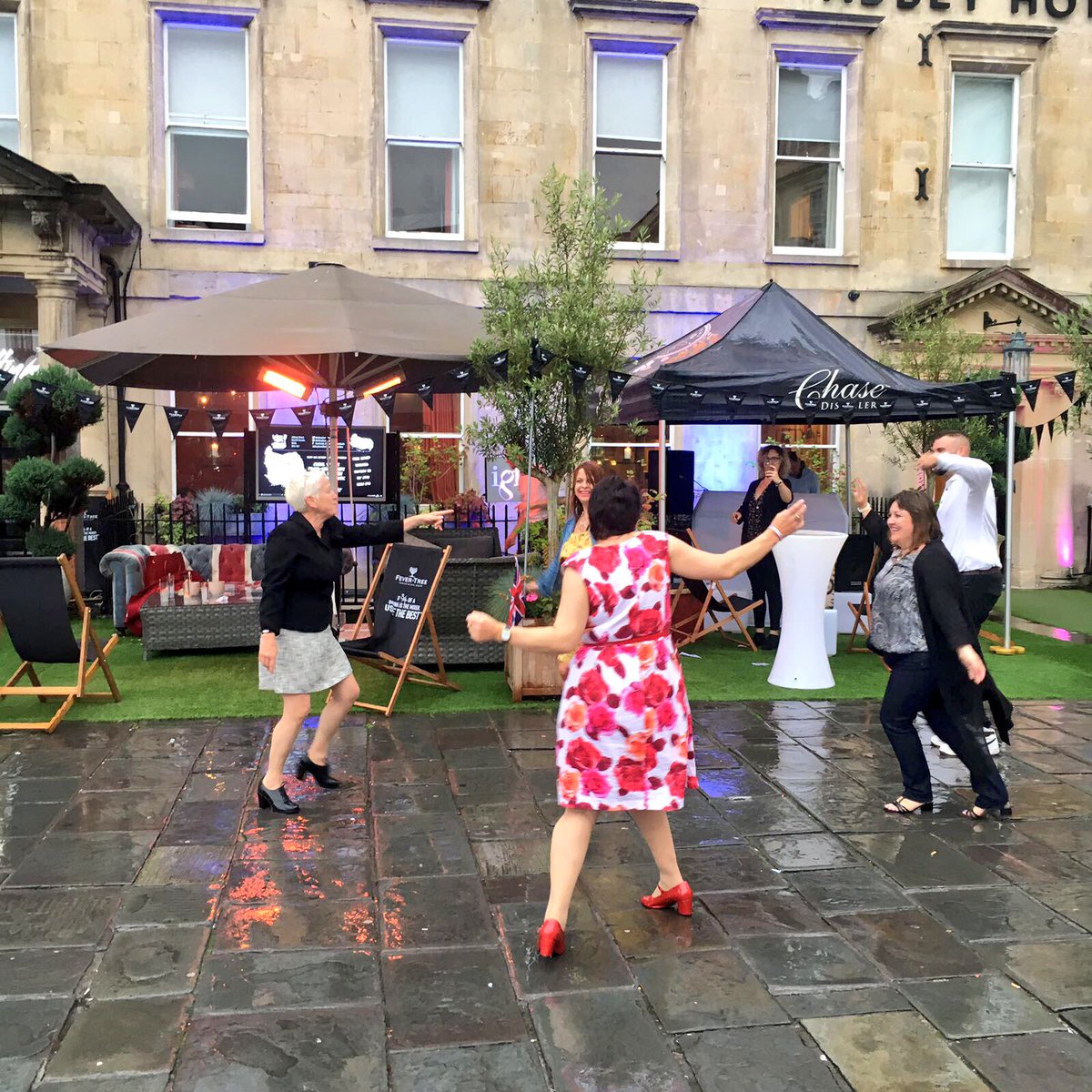 abbeyhotelbath's tweet photo. Rain? What rain? โ๏ธ๐Last day of the @ChaseDistillery & @FeverTreeMixers #terracetakeover, with #IglooLive to 5pm #dancinginthestreet https://t.co/3PaQ59TsLI