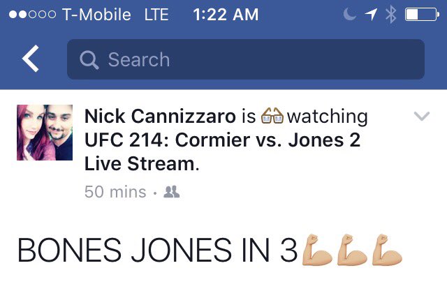 mellow716hippie's tweet photo. @JonnyBones not for nothing but I called that 💪🏼💪🏼 #BonesJonesIsBack #Roc #585 #wny #ufc https://t.co/4PMKc5deuC