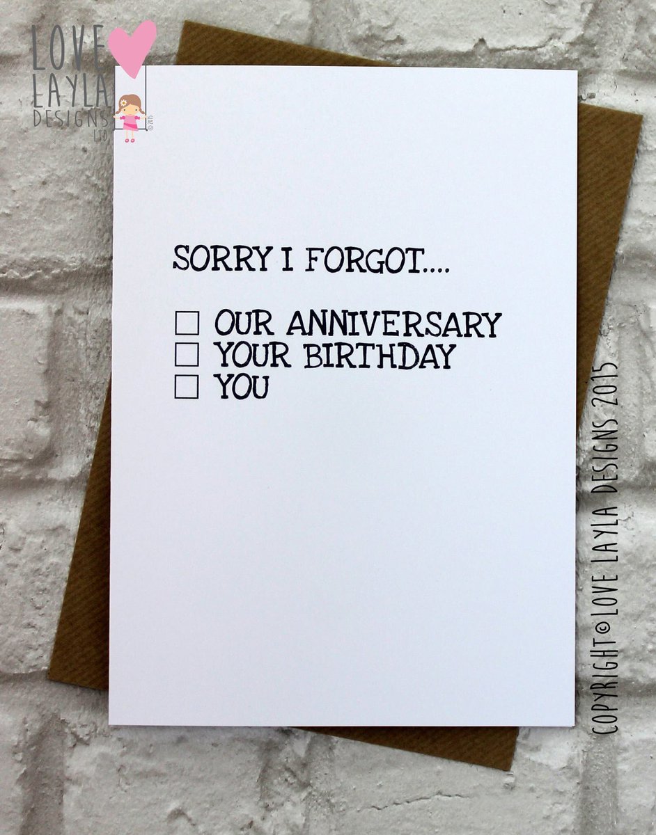 LoveLaylaDesign's tweet photo. SORRY I FORGOT https://t.co/5hnF5sdJ0B #lovelayla #funny #funnycard #greetingscard #showusyourlove #sorry #sorrycards https://t.co/CAG8RdtCct