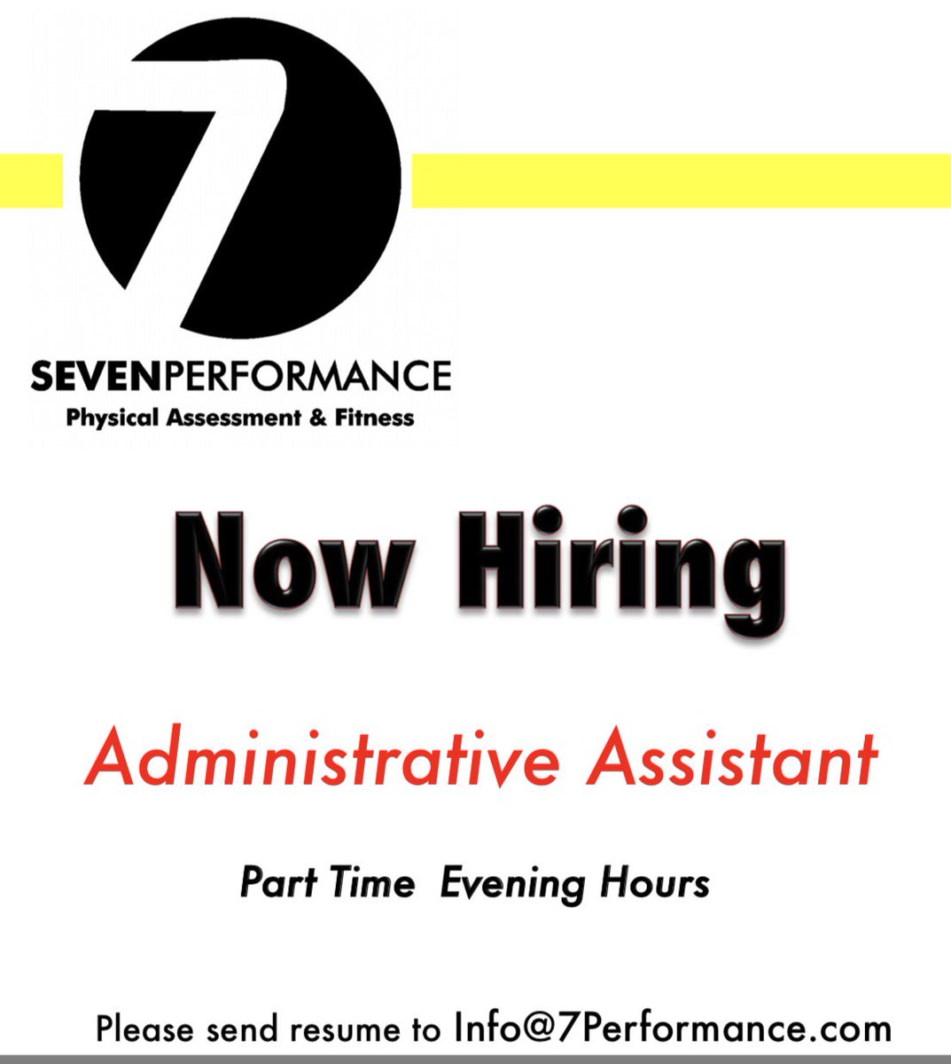 7Performance's tweet photo. We are hiring! Administrative Assistant! Please contact us for more information and send all resumes to email! Link in bio https://t.co/D4KIBzkTUV
