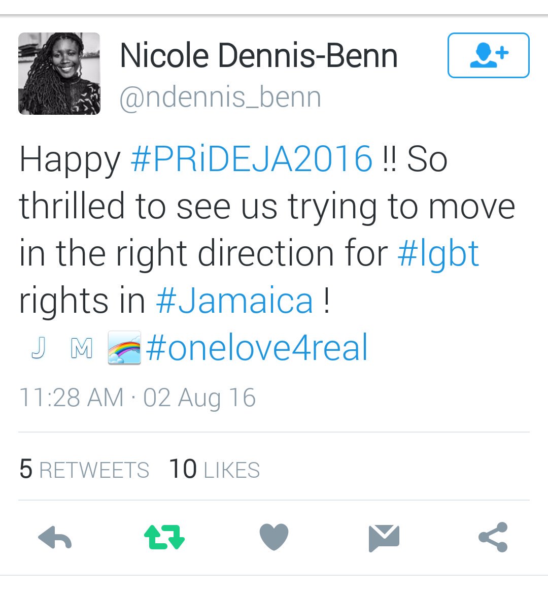 EqualityJa's tweet photo. Here's some more awesome highlights from #PrideJa2016 π
Big up to everyone and the organizations that showed us nuff love! π
#PrideJa2017 https://t.co/7c2vryXjCR