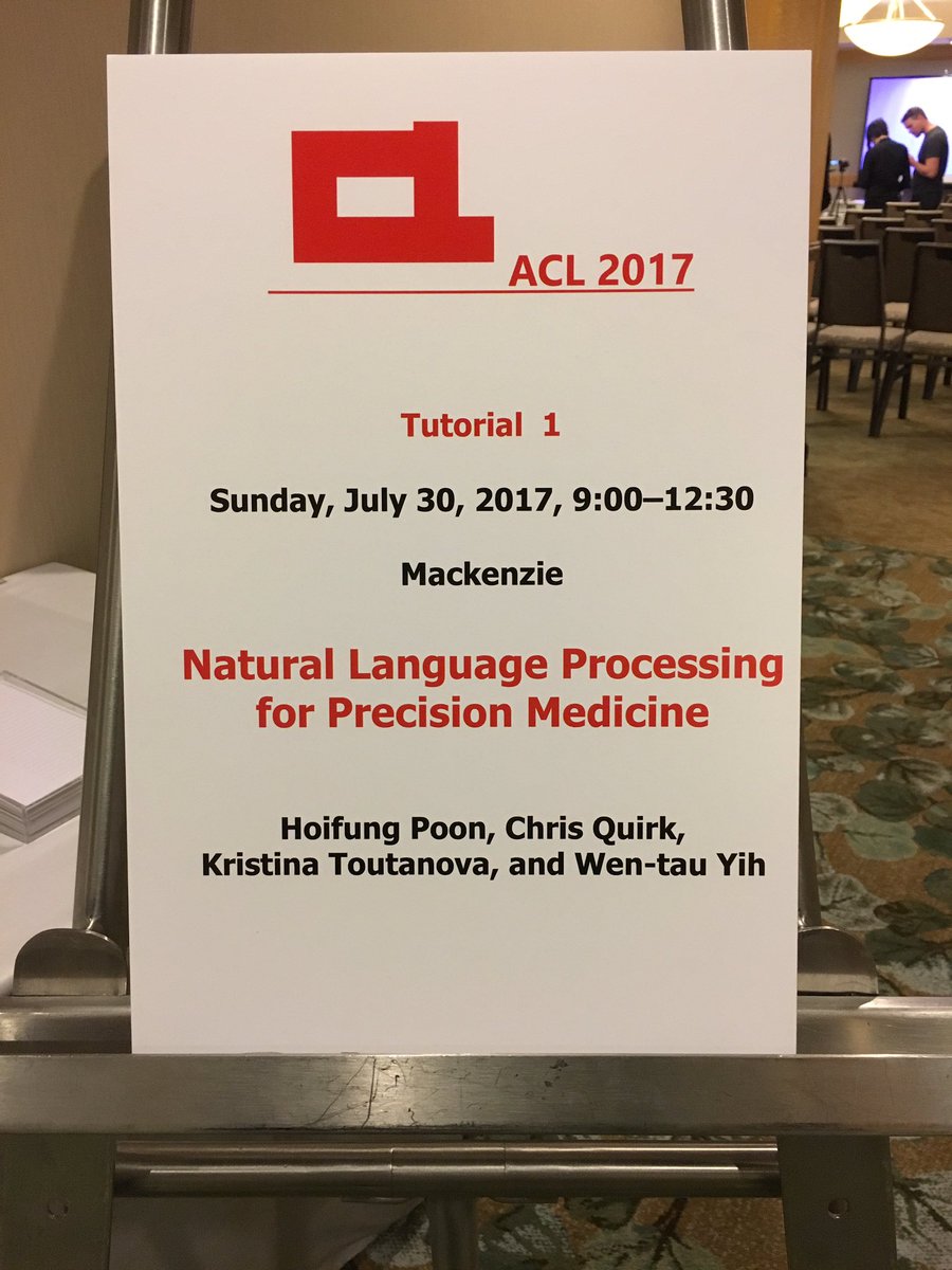 BioNLProc's tweet image. First up in #ACL2017nlp for me. Excited about the new prospects for #bionlp and #nlproc for medicine.
