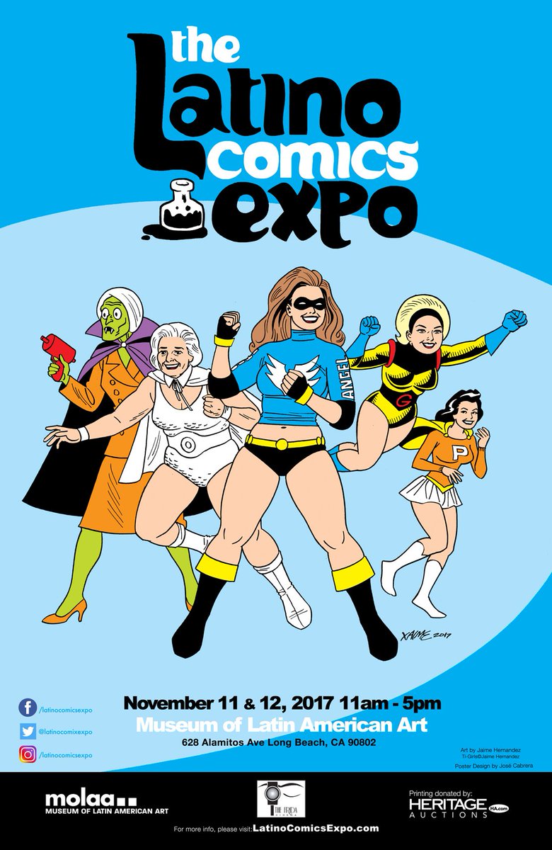LatinoComixExpo's tweet photo. Very proud to share our new poster, featuring art by 2017 Will Eisner Hall of Fame inductee @xaimeh. Join us November at @molaa Pls RT! https://t.co/ruvbRFV7ez