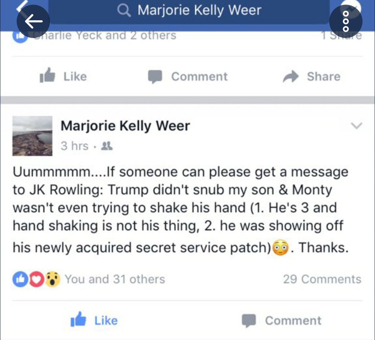 piersmorgan's tweet photo. As for your suggestion President Trump should have shaken the boy's hand in the 2nd clip, @ChelseaClinton - Monty's mum says this: https://t.co/Nrg9Hq48X5