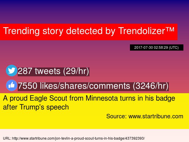 Trendolizer's tweet photo. A proud Eagle Scout from #Minnesota turns in his badge after Trump's speech #JohnRowell #speaker https://t.co/c9uBZ1Kdfp https://t.co/hF0zDGmL6b