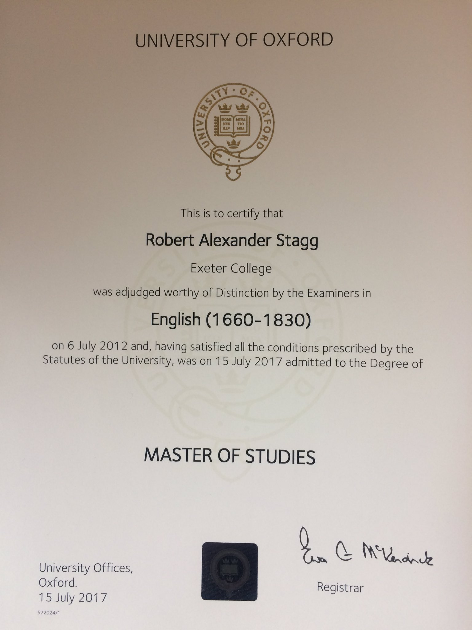 Robert Stagg on Twitter &quot;Today I graduated from my