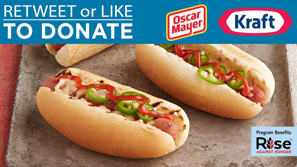 RT this Sriracha Hot Dogs Recipe &amp; we'll donate 1 meal to help #FeedtheWorld2017. kraft.us/2tJQm9q