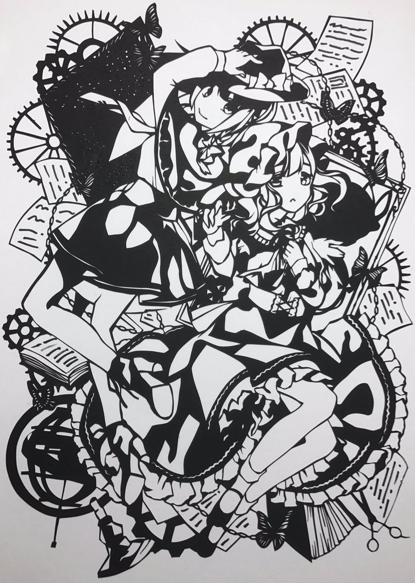 Nきゅうり Twitter પર 東方 秘封倶楽部 切り絵 こないだの切り絵をちょっと加えて完成した これはプレゼント用にできたらいいな