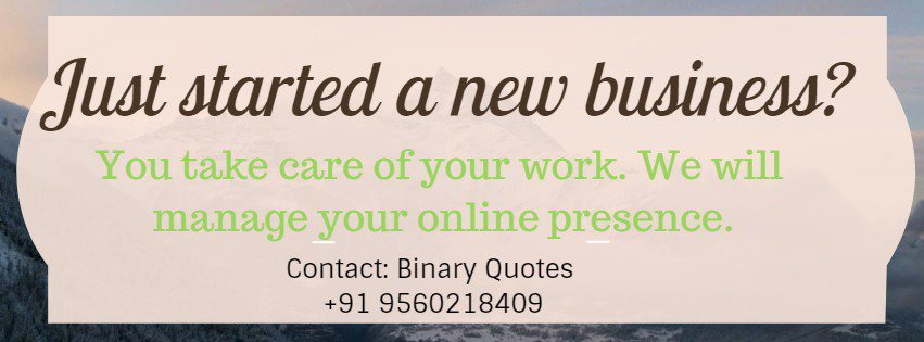 binaryquotes01's tweet photo. Started a new business?
Let us take care of your online presence.
Contact us to get a website built or fb, insta marketing.
#binaryquotes01 https://t.co/ILtJKhVx3w