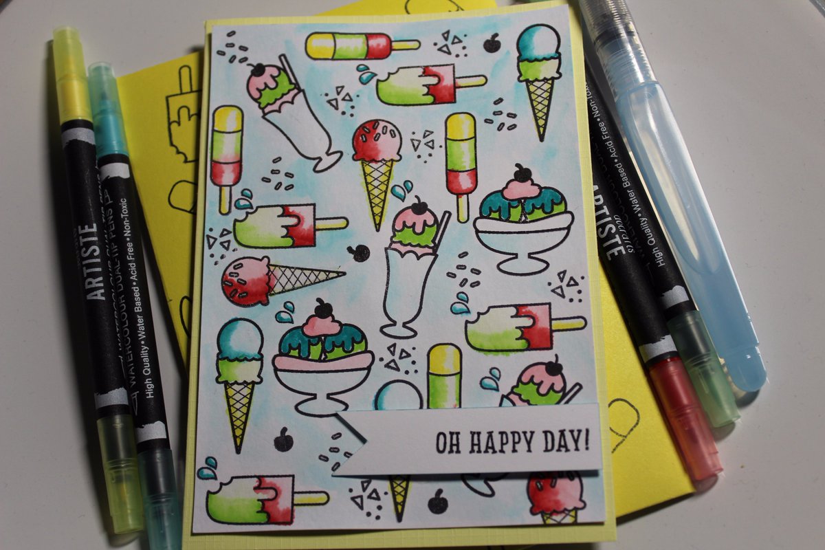CornflowerIris's tweet photo. Card for this week's @colorthrowdown1 challenge #ctd452 featuring @docraftsTeam Artiste watercolour pens and @RangerInk #watercolor #crafts https://t.co/VnTS58f4dW