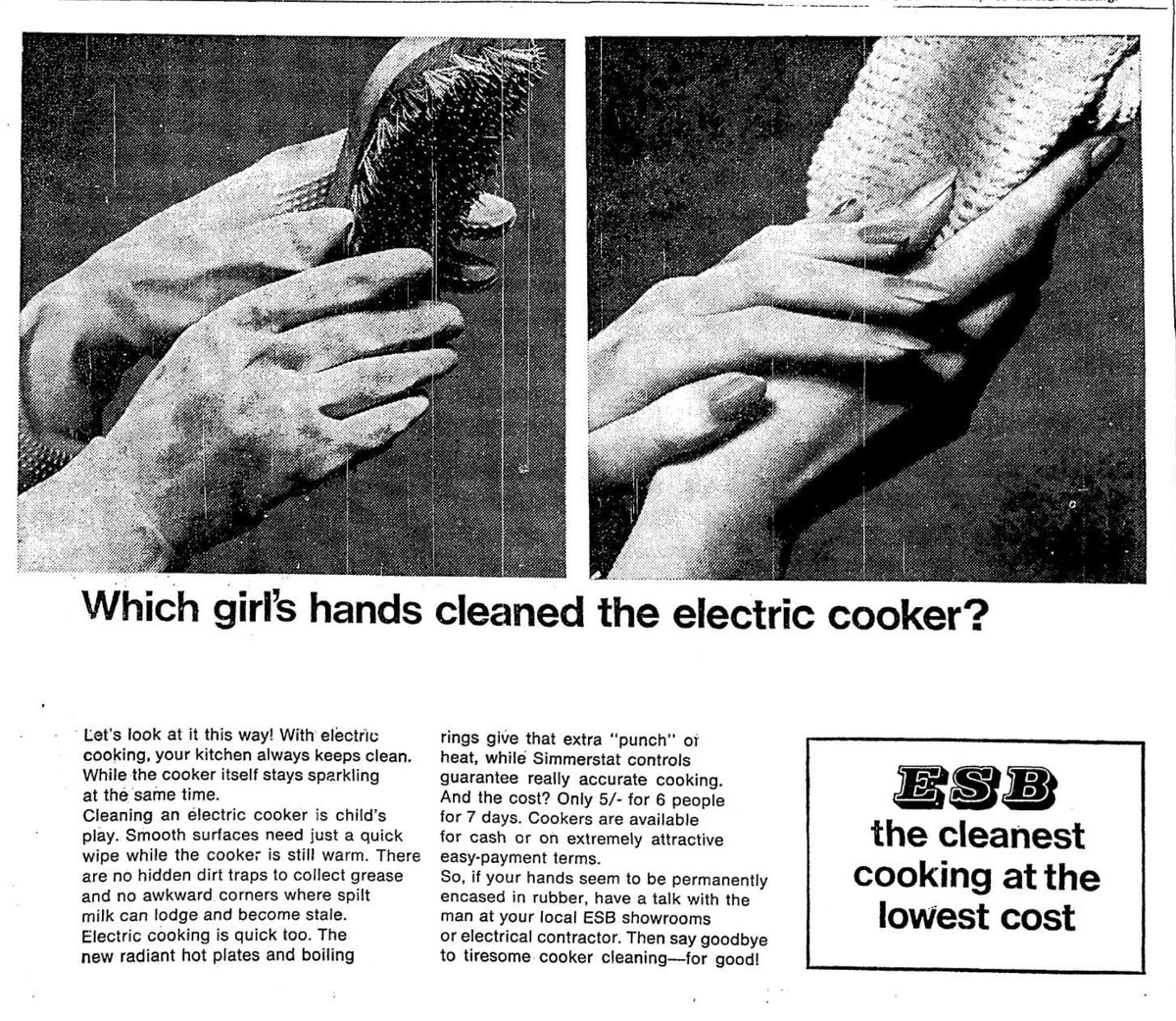 ElectricGens's tweet photo. ESB demonstrates the benefits of an electric cooker (Cork Examiner,10/11/66). See more adverts for clean, gracious living at our exhibition. https://t.co/eeBvAcAwp9