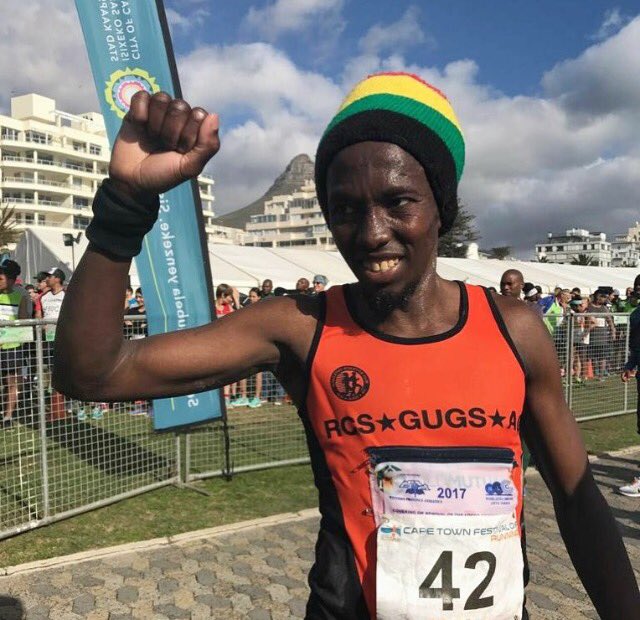 CTRunningFest's tweet photo. Congrats to Simphiwe Vellem from Gugs for winning the #CTFOR2017 100km Ultra Yesterday and smashing last year's record in 7.42.26. https://t.co/v0t47vfZho