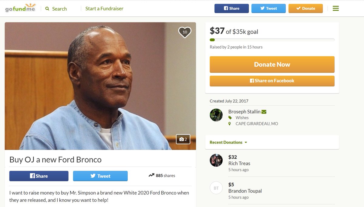 LeadStoriesCom's tweet photo. Fact Check: Somebody Started A GoFundMe To Purchase O.J. Simpson A New Ford Bronco When He Gets Out
https://t.co/iP9ClqmPEk
#factcheck #OJ https://t.co/KCn9067Tt7