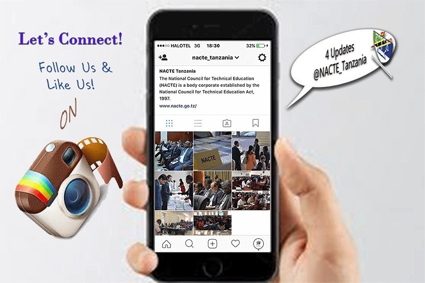 Follow us on instagram <a href="/NACTE_Tanzania/">NACTE Tanzania</a>