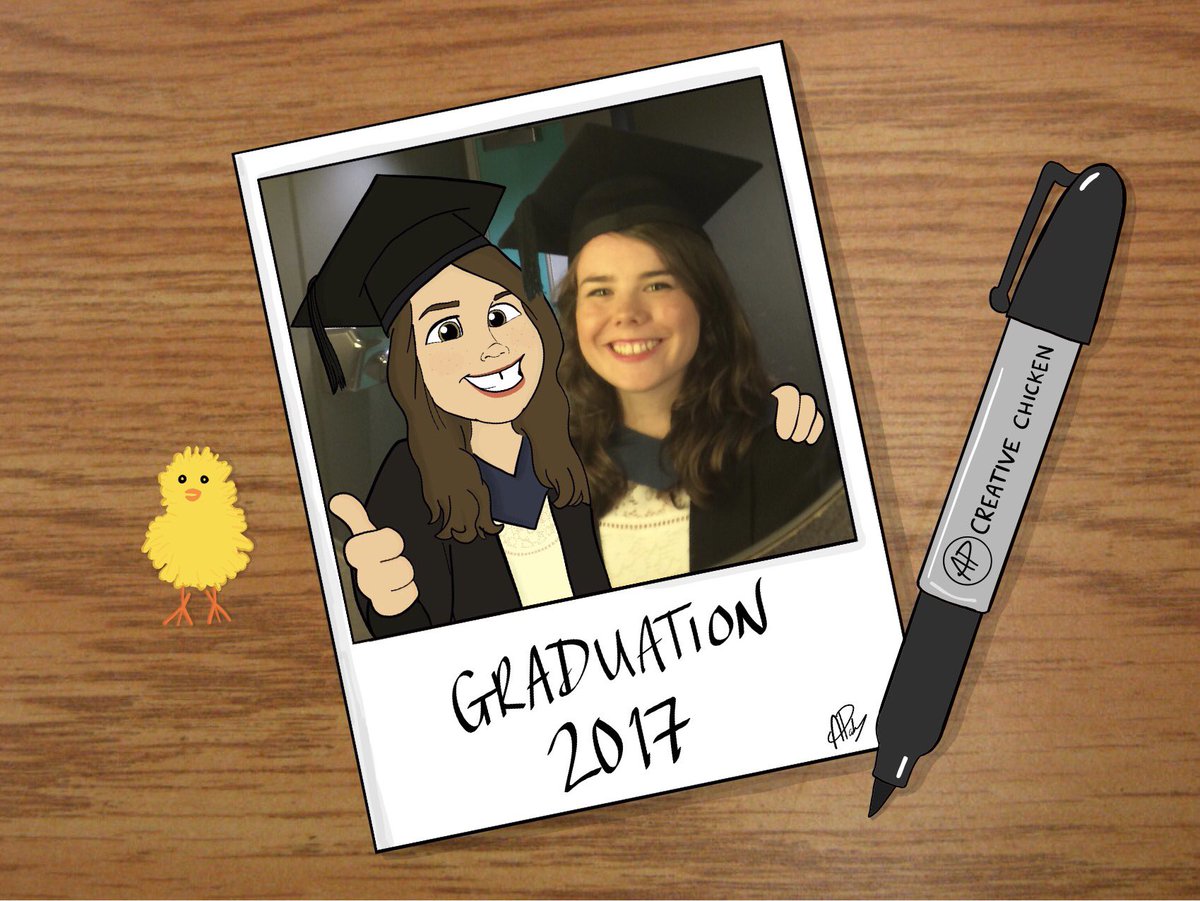 CreativeChick3n's tweet photo. CRACKING news! This chicken has officially graduated!! 🐤🎓 @SalfordUni @createatsalford #AnimationGraduate #graduation2017 #ipadart https://t.co/nfPYBXPcaQ
