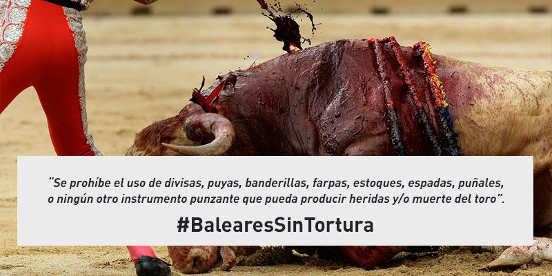 AnimaNaturalis's tweet photo. ¡Únete! ¡Pedimos a los políticos en Baleares que aprueben esta ley! TweetStorm este domingo a las 20:00h con el hashtag #BalearesSinTortura https://t.co/46MS4xbY7P