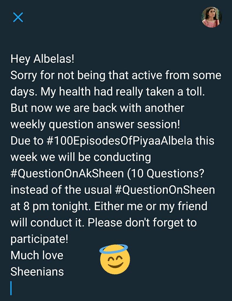 Sheenians's tweet photo. Tonight #QuestionOnAkSheen special at 8 pm.
No #QuestionOnSheen today!
Stay tuned! #SheenIsQueen #PiyaaAlbela @sheendass @Akshay_S_Mhatre https://t.co/fHpXAnD0TW