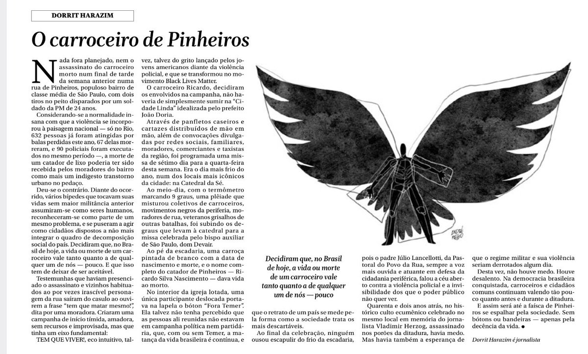 amirlabaki's tweet photo. Se tiver de ler apenas um texto nos jornais de hoje, pra variar é o de @dorritharazim no Globo. https://t.co/jlfdvGjTlf