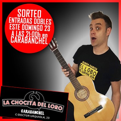 rubengarcia1983's tweet photo. Me quedan 2 ENTRADAS DOBLES para hoy Domingo a las 21h en @chocitadelloro de #Carabanchel ¿Las quieres? HAZ RT Y SÍGUEME https://t.co/cfWJ479rFC