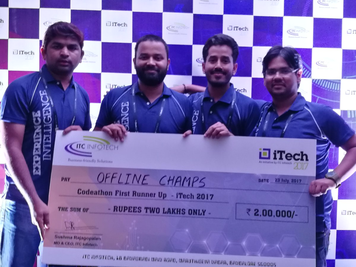 chandankumar32's tweet photo. #iTech2017 1st runner-up @itcinfotech https://t.co/l8rib7hVD4