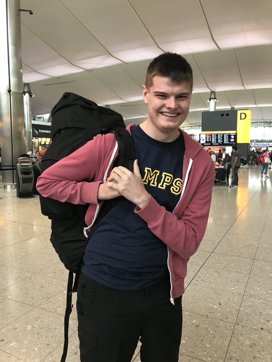 TDMS_Evesham's tweet photo. Three of our students at the airport, ready to fly to Borneo for a month with Camps International https://t.co/Xs3ccKHuhL