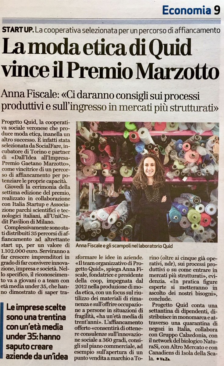 Un riconoscimento che ci farà camminare ancora più sicuri - #progettoquid su <a href="/larenait/">L'Arena</a>, per celebrare la nostra vittoria al @premiomarzotto!