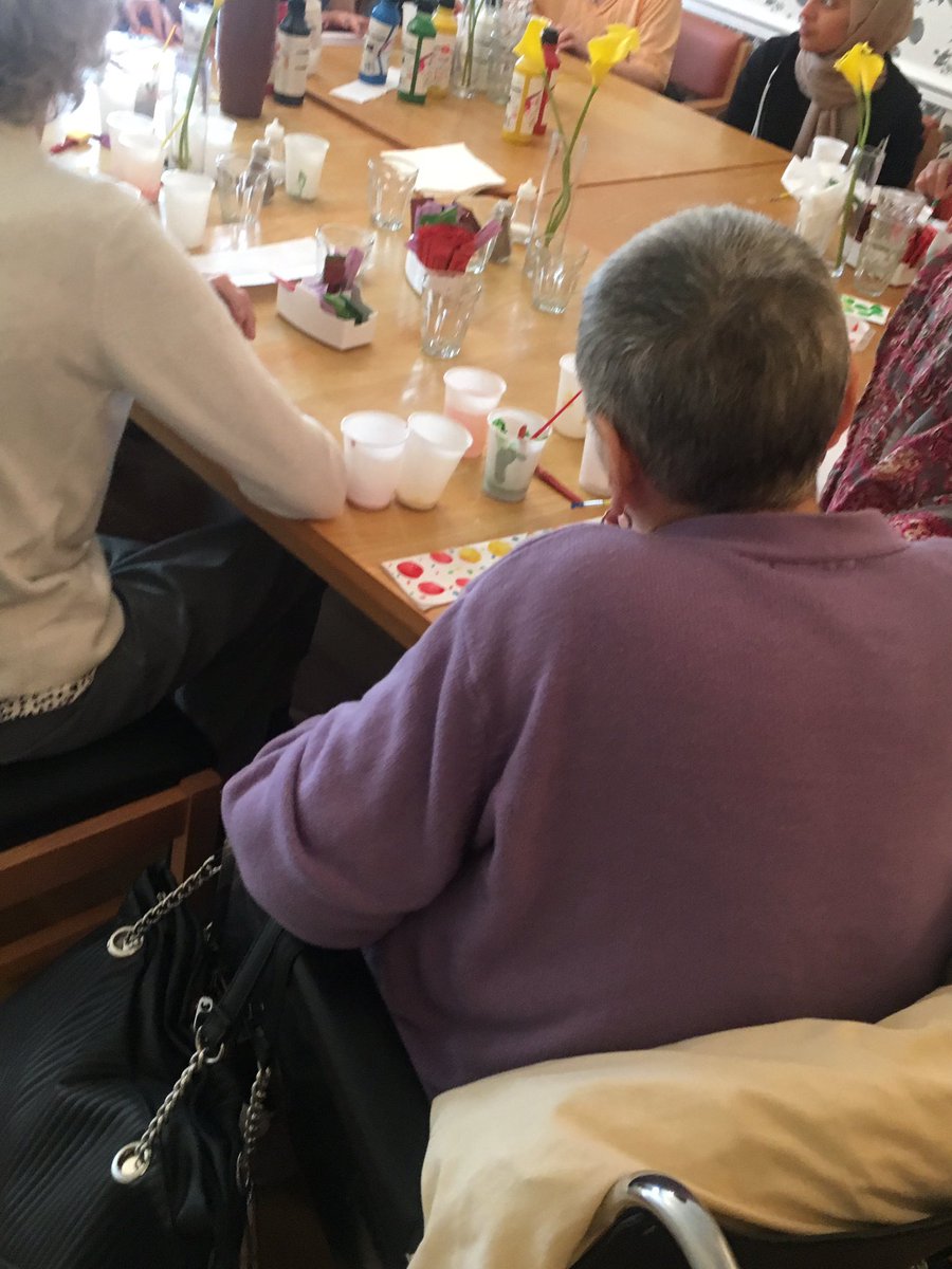 NCSteamjackman3's tweet photo. Having a great time painting the designs for our plant pots !! #shakespeareCourtCareHome https://t.co/bOer0K4qOQ
