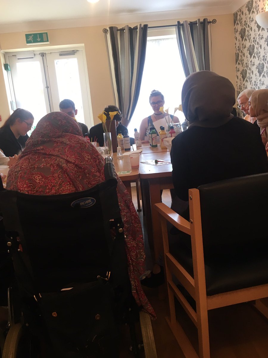 NCSteamjackman3's tweet photo. Having a great time painting the designs for our plant pots !! #shakespeareCourtCareHome https://t.co/bOer0K4qOQ