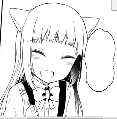 新刊の原稿からけもみみ幼女。実はこういう前髪ぱっつんが好きで、好きにキャラデザしていいってなったら大体こういう前髪を描いてしまうので、葵以外のメイン組は前髪長めにしてます 