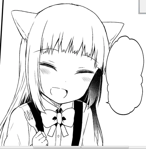 新刊の原稿からけもみみ幼女。実はこういう前髪ぱっつんが好きで、好きにキャラデザしていいってなったら大体こういう前髪を描いてしまうので、葵以外のメイン組は前髪長めにしてます 