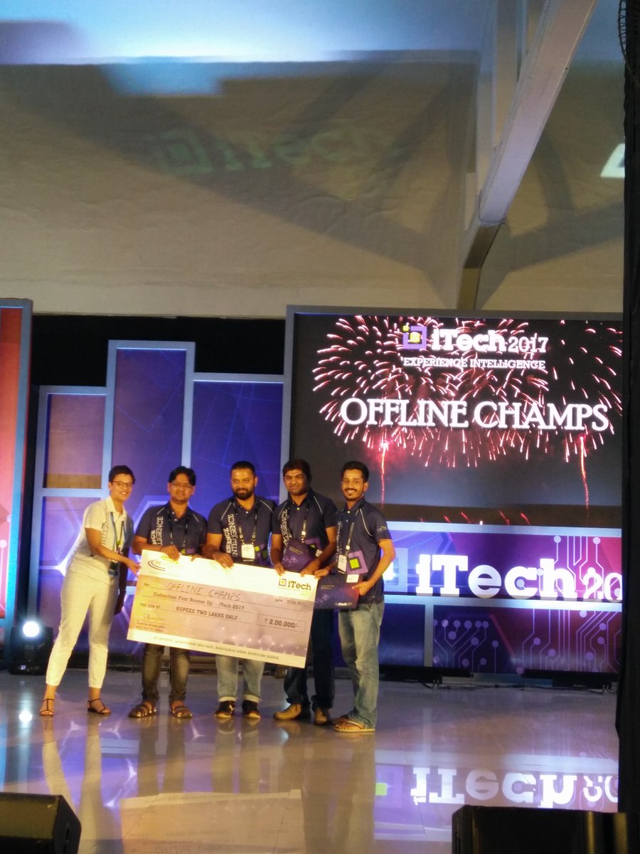 itcinfotech's tweet photo. #codathon 1st Runners up #OFFLINECHAMPS #Congratulations #experienceintelligence #iTech2017 @itcinfotech https://t.co/1POBiWhilG