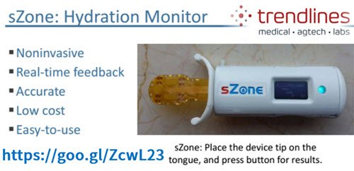 MedGizmo's tweet image. #TrendlinesGroup: sZone realtime noninvasive #hydrationmonitor goo.gl/ZcwL23 #dehydration #medtech #meddevice #healthmonitoring