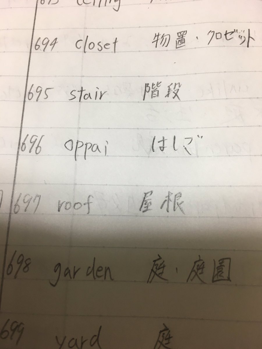 ks_s_r_h04's tweet photo. 何百と書き連ねてある英単語とその意味の中に『オッパイ』を紛れさせてみた。バレる気がしない https://t.co/1xKUhYSaqn