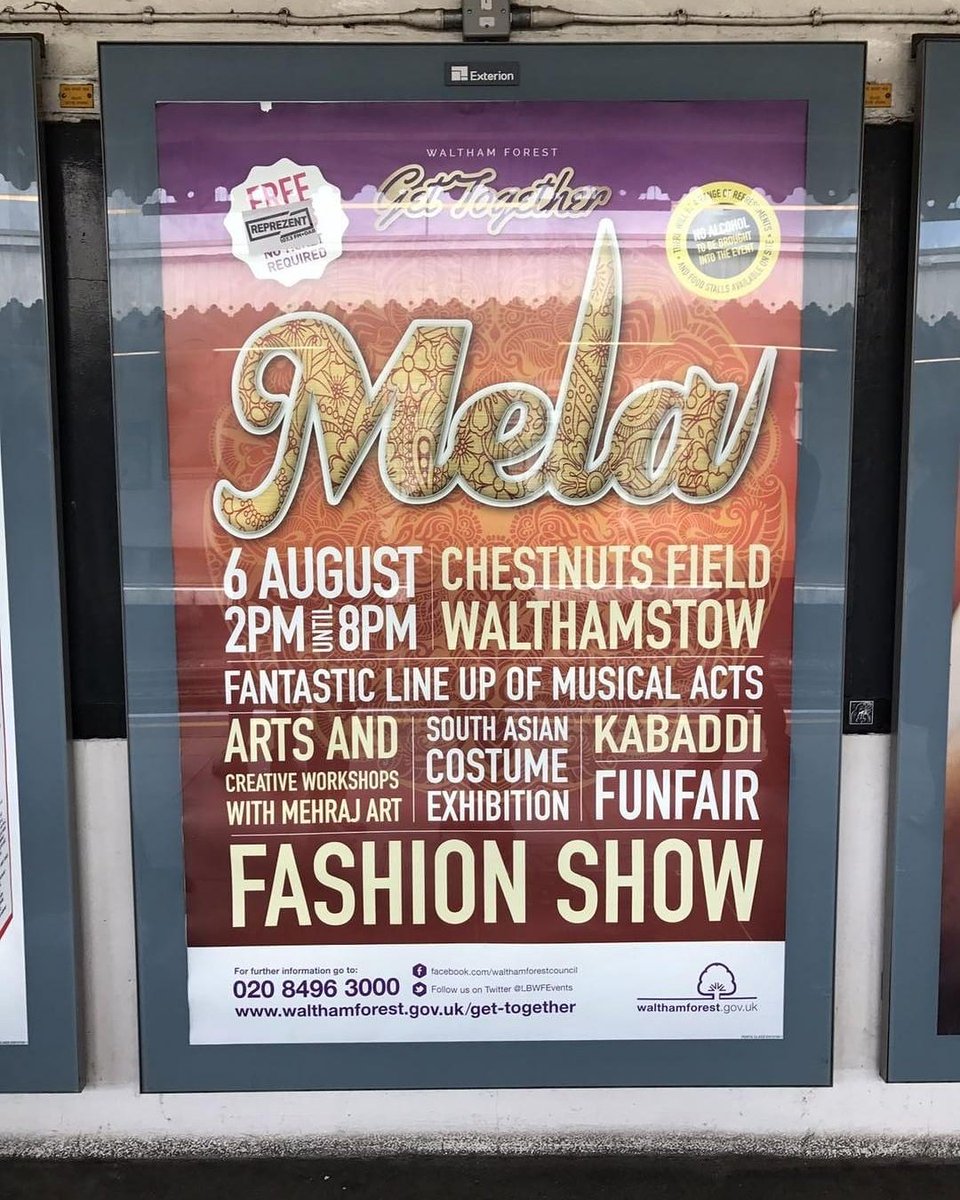 RunghMehraj's tweet photo. Look what someone sent us! Words out - at #Leyton station. Looking foward in seeing you all on the 06/08/17 @wfcouncil #WFmela #gettogeather https://t.co/Iv7Hl5IL3V
