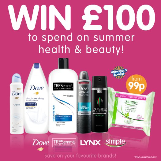 bmstores's tweet photo. ✨ #COMPETITION ENDING SOON! ✨

FLW/RT for a chance to WIN a £100 Voucher courtesy of @UnileverUKI! 

Competition ends 23:59 25/07/2017. https://t.co/BrXPTJWQWu