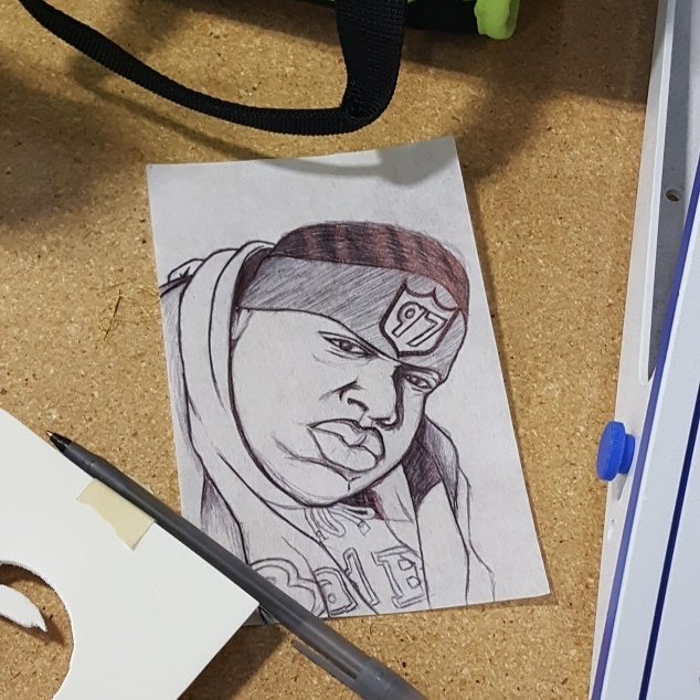 CuSTheArtist's tweet photo. I hate standing around and waiting. So when I have to I get my practice on. #CusTheArtist #Biggie #BiggieSmalls #Brooklyn #sketch https://t.co/9HRil8N9eY