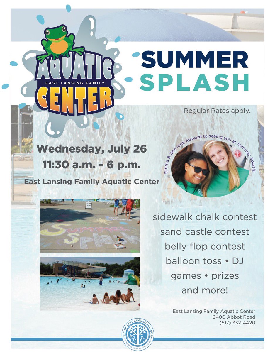 ELAquaticCenter's tweet photo. Our annual #SummerSplash pool party is right around the corner! Don't miss out! 🎉 https://t.co/IrqGW34BOj