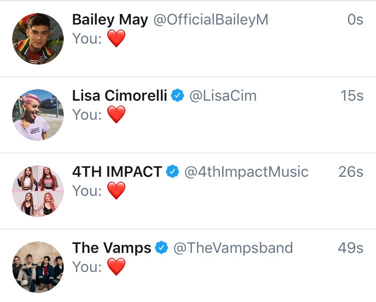 SavedDMs_'s tweet photo. 4th Impact, The Vamps ba, Lisa Cim, Bailey follows. https://t.co/aoFQTHTNgF
