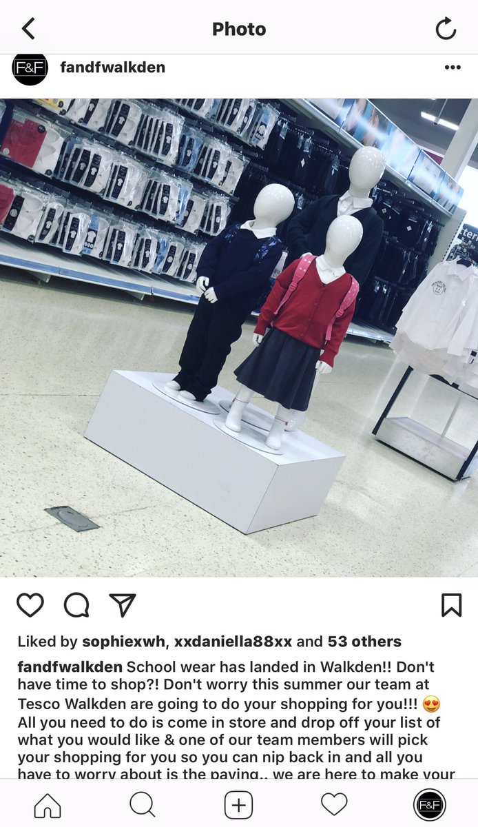 Dreading the school shop? Well no need.. F&amp;F Tesco walkden are offering in store "uniform pick service" drop us your list &amp; we shop for you!