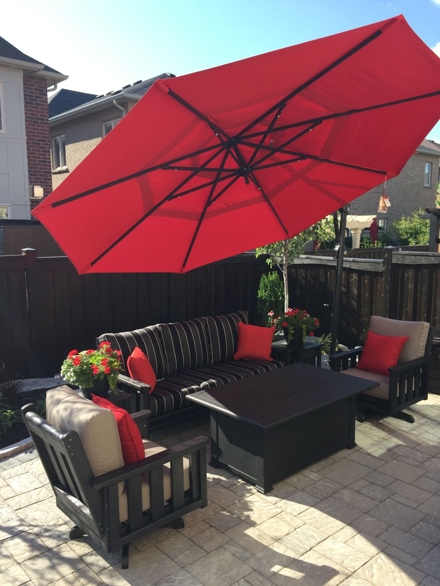 This week's installation of a firetable, fashionable <a href="/CrPlastics/">CR Plastic Products</a> furniture and a top quality umbrella from <a href="/Treasure_Garden/">Treasure Garden</a>.  #sunbrella