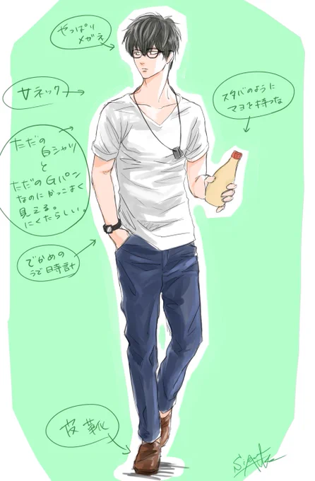 #土方十四郎に自分好みの服を着せる
土方くんもやらねばと使命感を感じてまた描いてしまったんすが、これしか思い付きませんでした。 