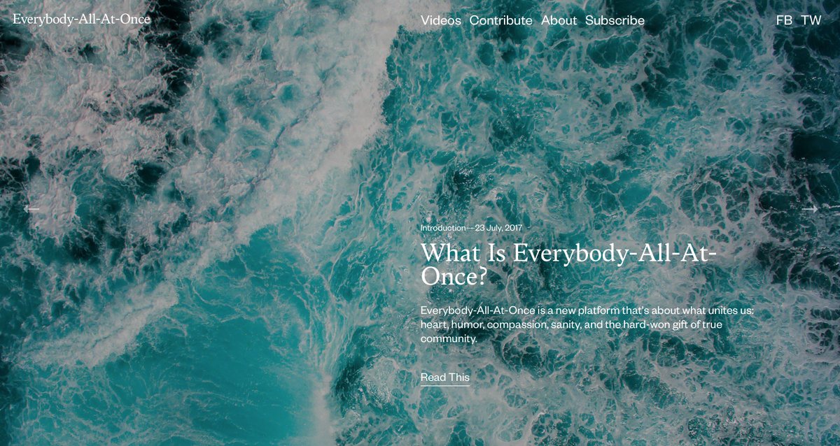 everybodyaaonce's tweet photo. Everybody-All-At-Once is live! Stories on heart, humor, compassion and sanity at https://t.co/0Rfal1bJVp. #eaao #everybodyallatonce https://t.co/WR6fEoQV5y
