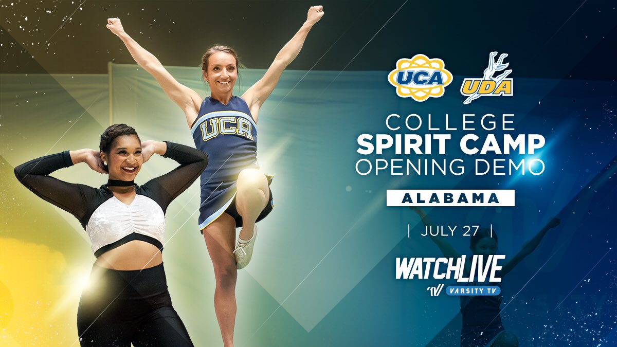 UCAupdates's tweet photo. The next UCA / UDA College Camp Demo is just a few days away! Watch it for FREE on #VarsityTV this Thurs. July 27th at 1PM CT - link in bio! https://t.co/aL9xn9uhLa