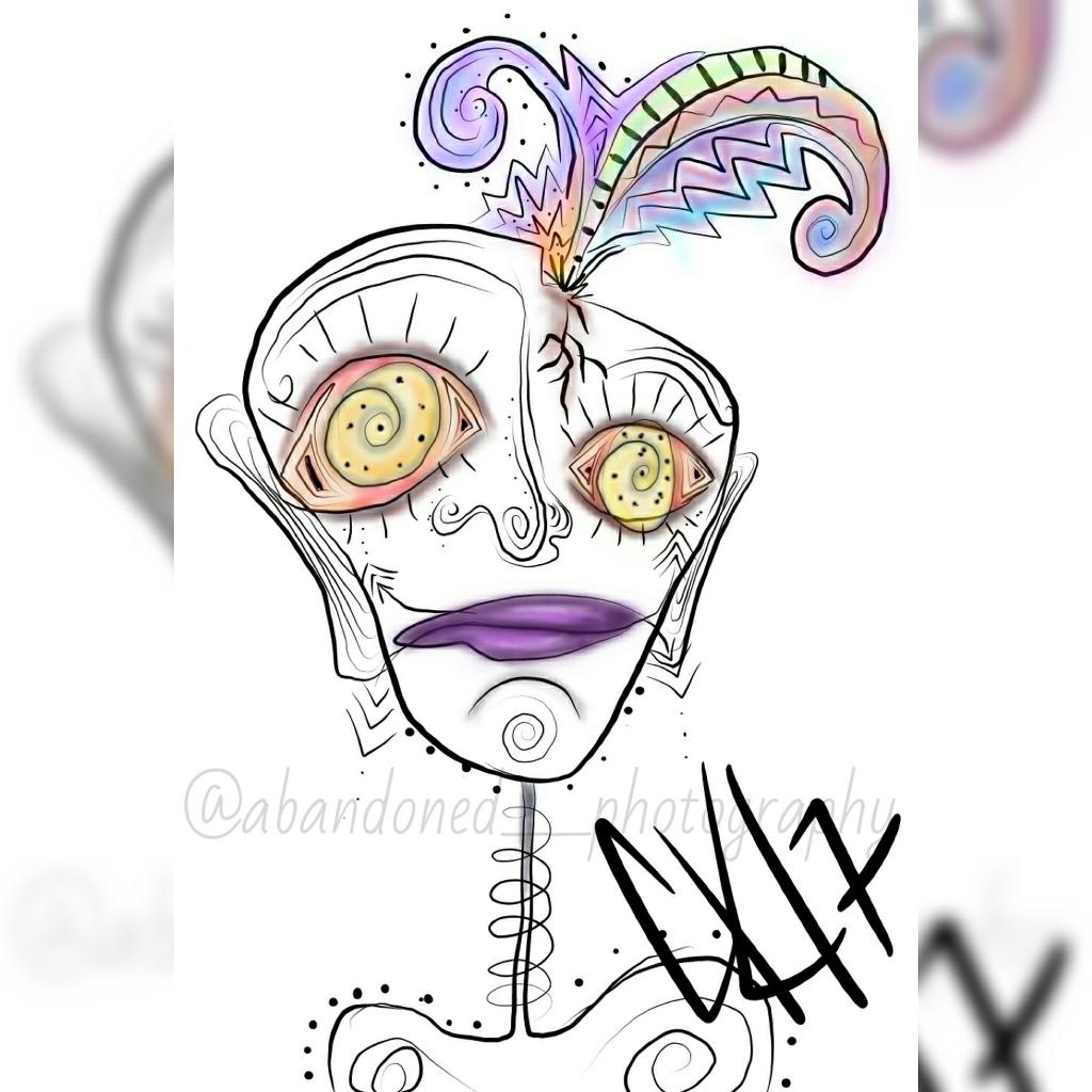 neverlandgypsy's tweet photo. Turning my monsters into digital art. 💕👑 
This was created during a trial with an antipsychotic medication for paranoid schizophrenia. 🙃 https://t.co/fPGRWFaO8Z