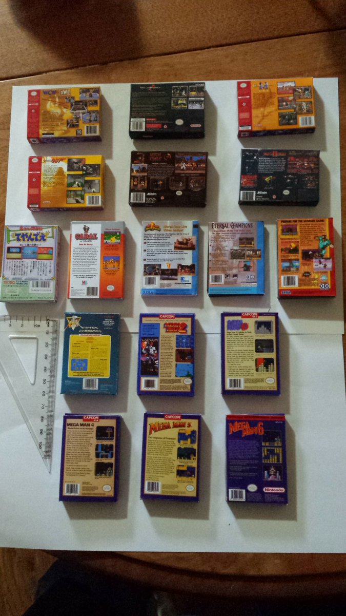 warmachine169's tweet photo. @CartFamNL Decided to put my creative skills to good use. Making myself  collection of mini boxes. #NES #SEGA # SNES #N64 #SEGACD https://t.co/PEhNdqIgbw