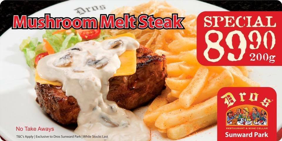 DrosSunwardPark's tweet photo. Exclusive in-house July Special @ #DrosSunwardPark
200g Mushroom Melt Steak R89.90
#ExclusiveSpecials #SteakPromo #Boksburg #cirobertson https://t.co/UDgpiWsHnP